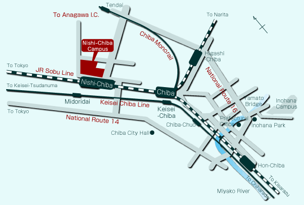 access map to NishiChiba Campus